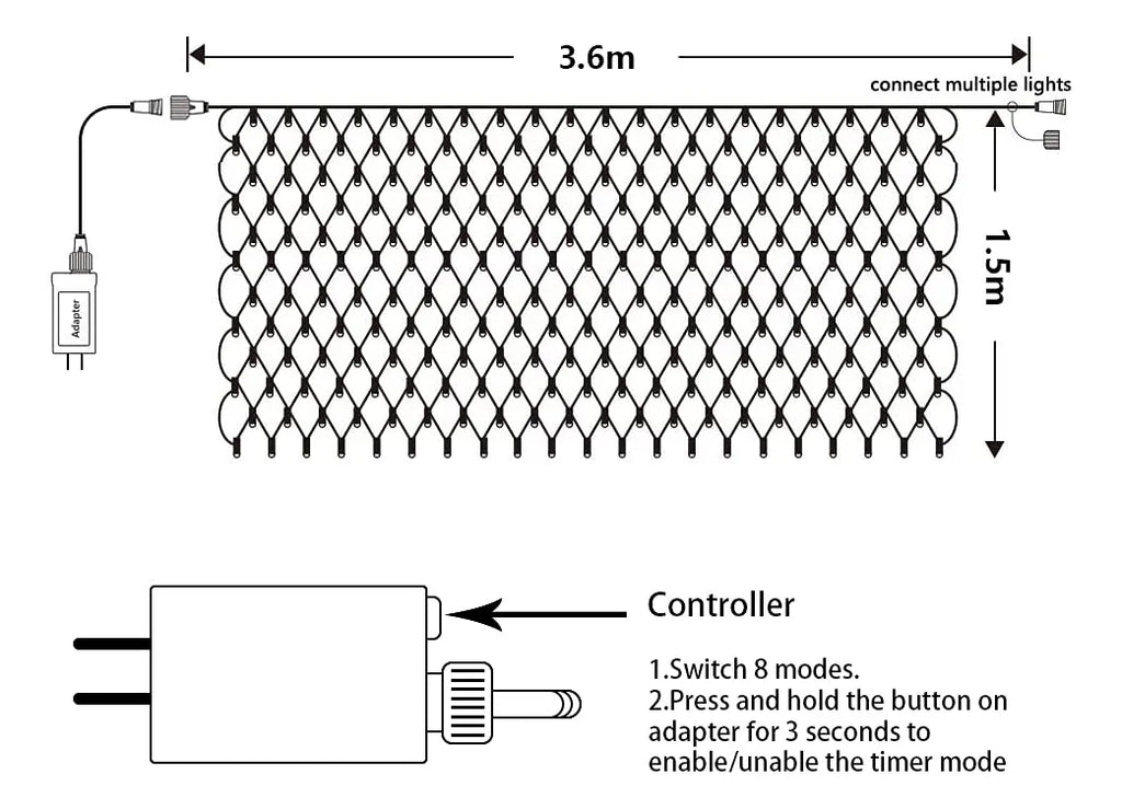 RED NAVIDEÑA 1.5 X1.5 LED LIGHT
