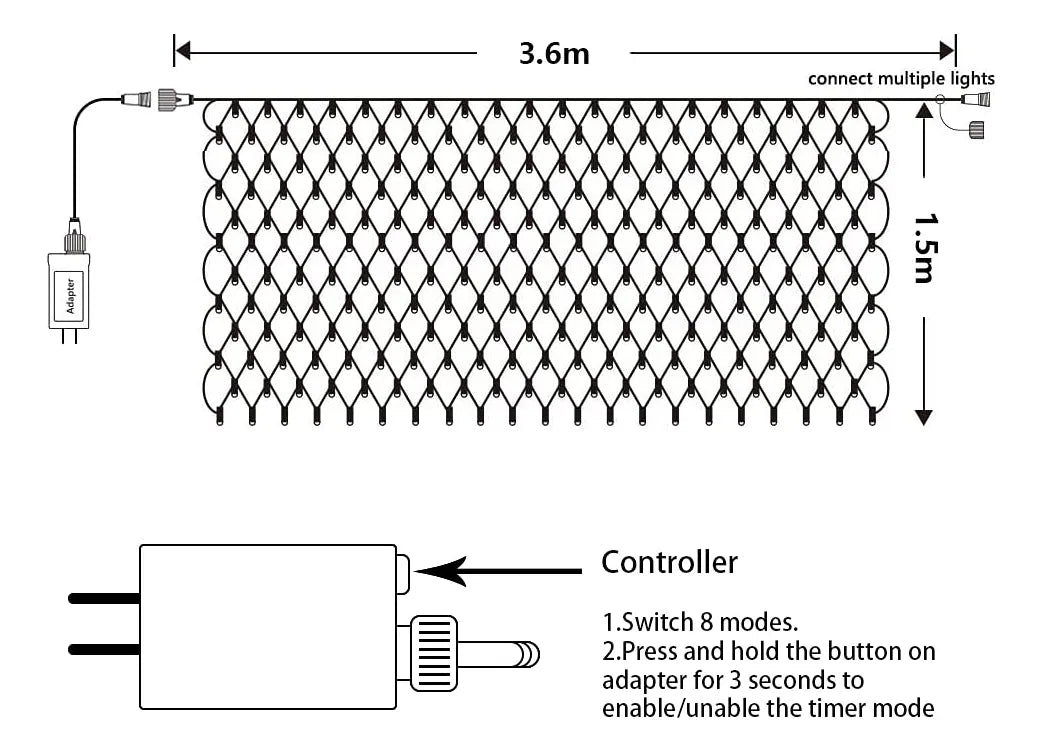 RED NAVIDEÑA 1.5 X1.5 LED LIGHT